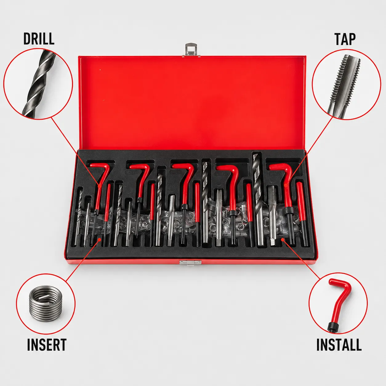 Thread Repair Tool Kit controls and screen